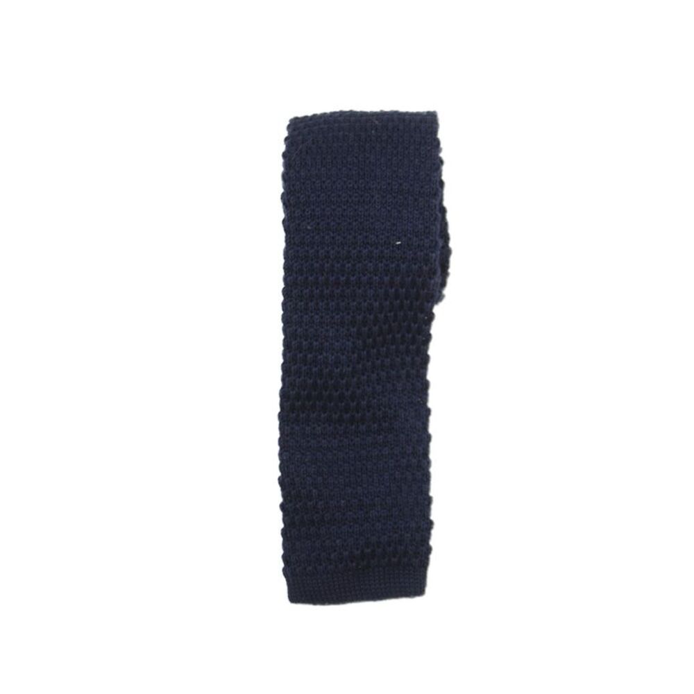 J Crew Mens Woven Knit Skinny Necktie Navy Blue Cotton